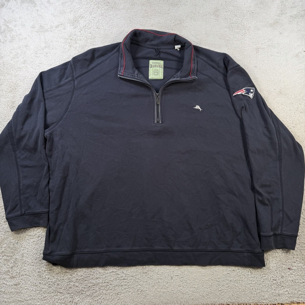 New England Patriots Sweatshirt Mens 3XL Navy Tommy Bahama 1/4 Zip Pullover